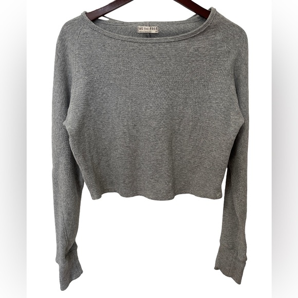 We The Free Tops - Free People We The Free Gray Thermal Dolman Sleeve Cropped Top Women’s Small